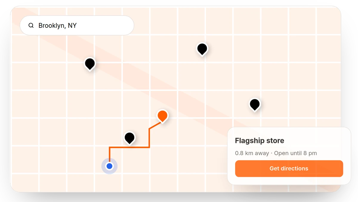 Store locator map with directions to the nearest store