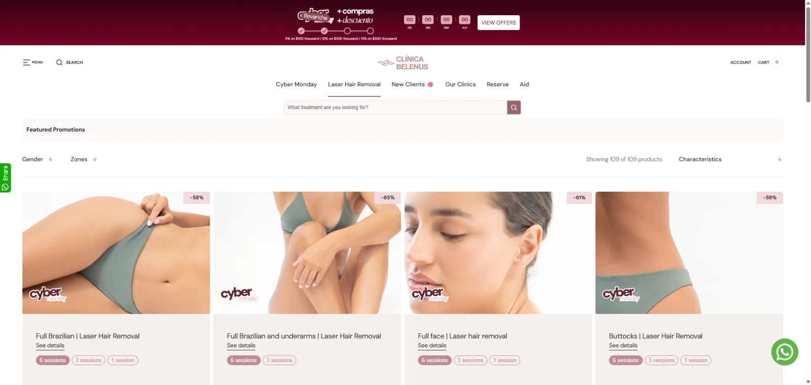 The top bar combines a live timer with three discount tiers based on order value.