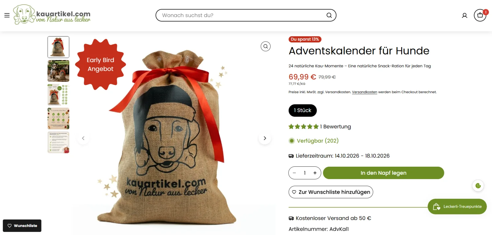 A red Early Bird label marks the advent calendar on its product image and on the deals collection.