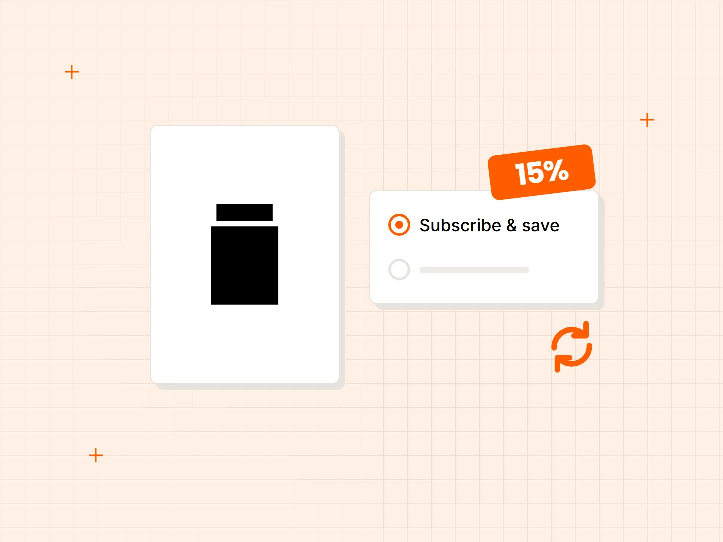 Illustration of a subscribe-and-save option on a product card