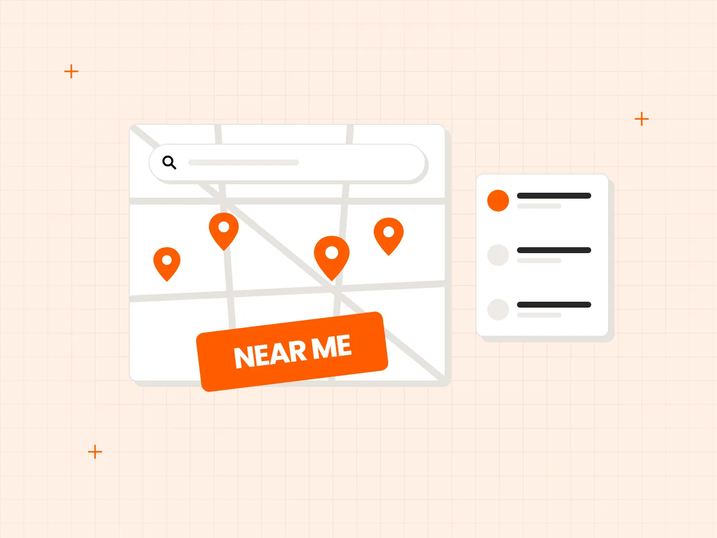 A map with store pins next to a search box for an address or ZIP code