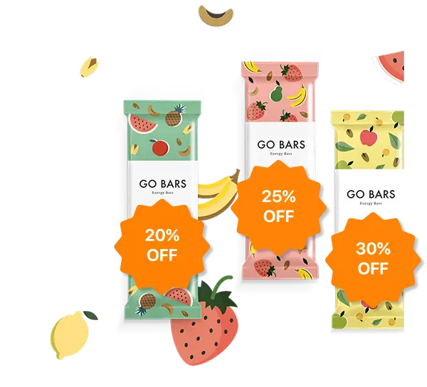 Product images with discount labels