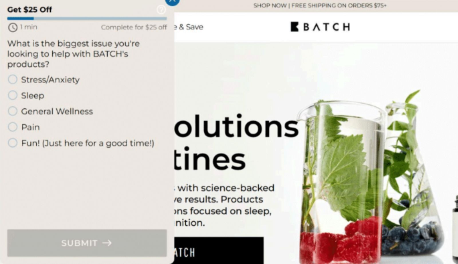 Batch CBD discount popup
