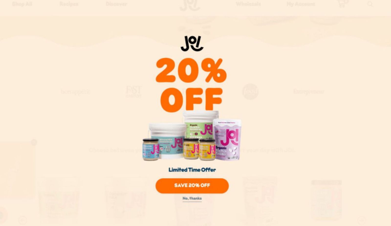 JOI discount popup