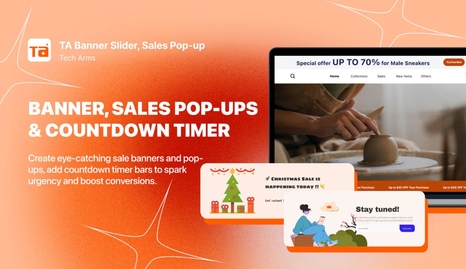TA banner slider, sale popup