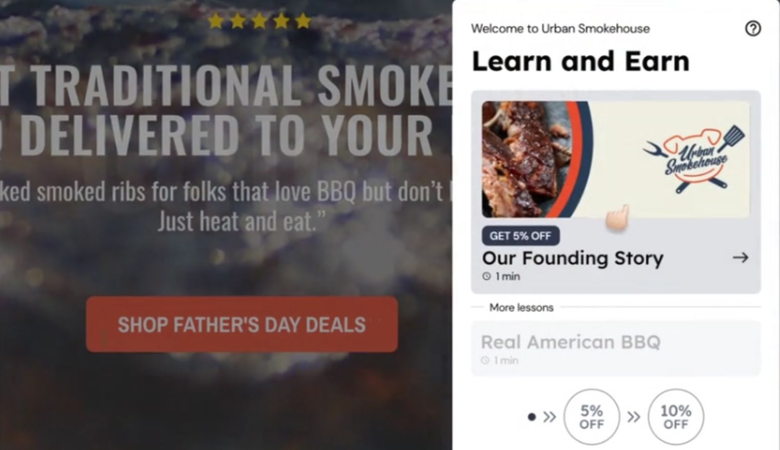 Urban Smokehouse full screen popup
