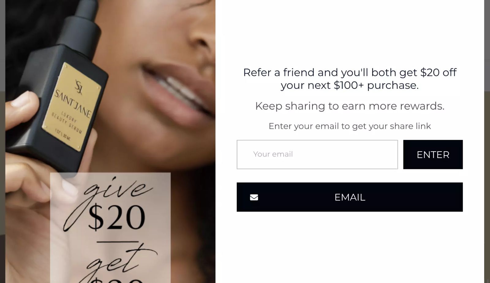 Customer Referral Popup