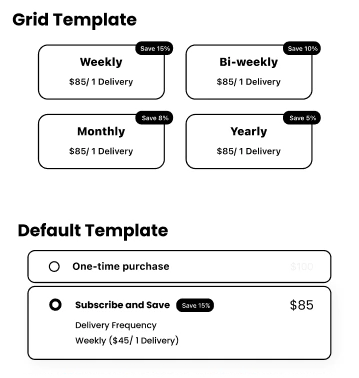 Subscription widget templates on a product page