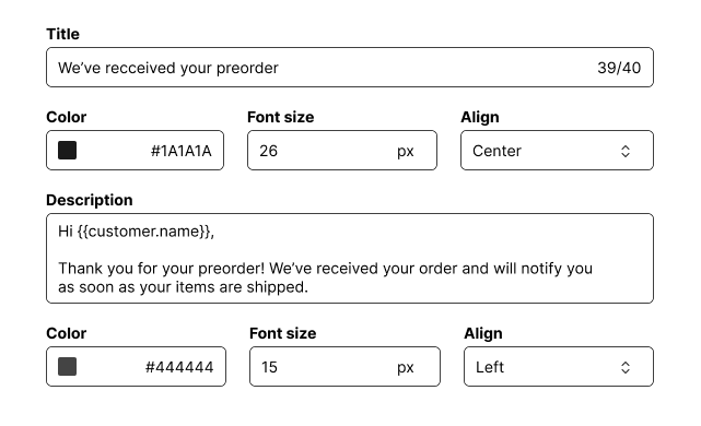 confirmation email setting