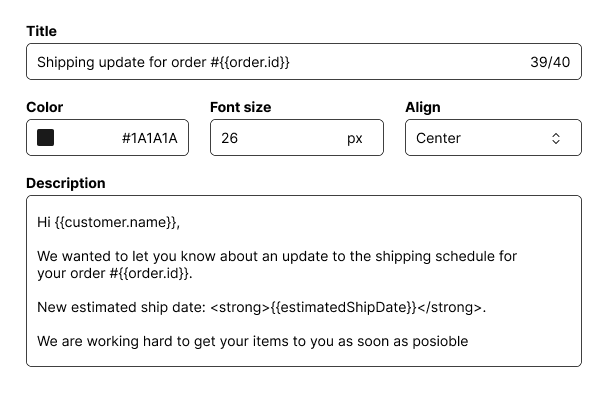 Preorder update email setting
