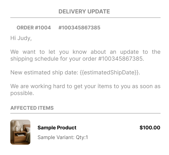 Preorder update email