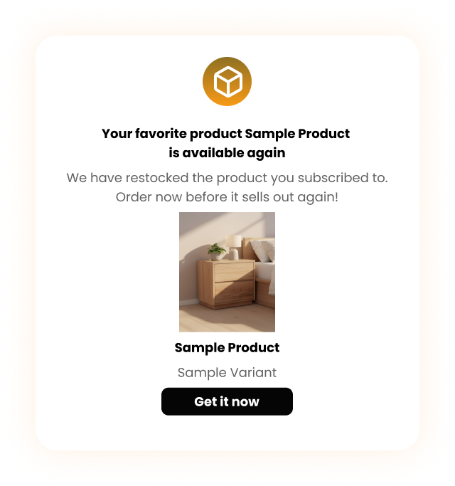 Back-in-stock notification email
