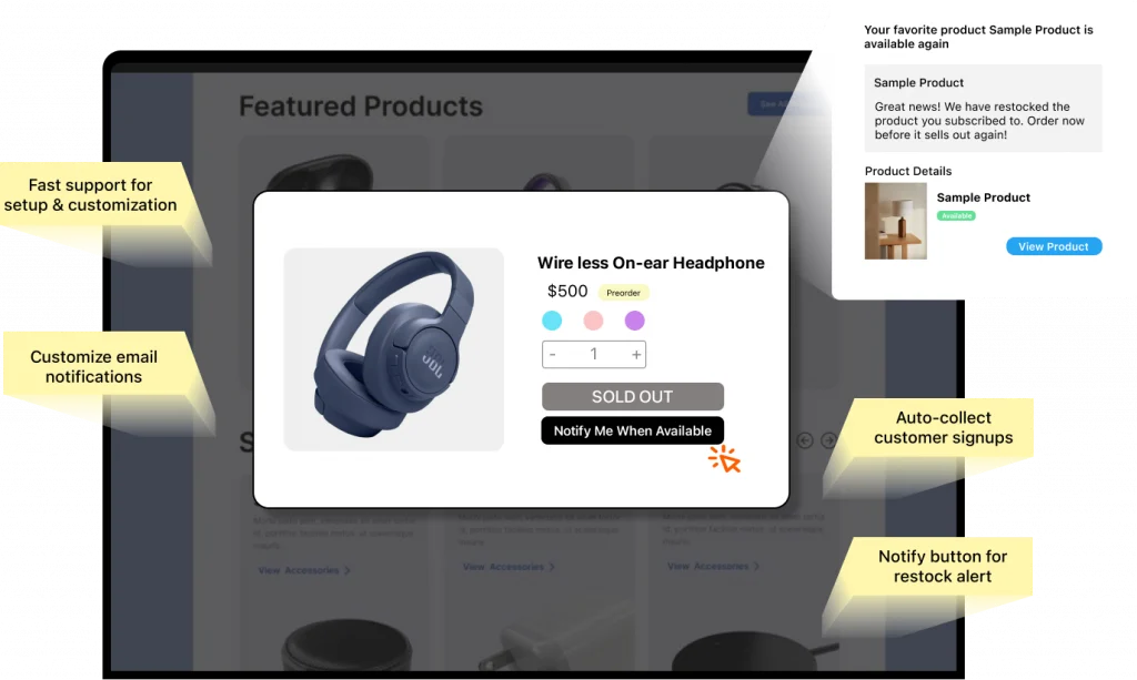Preorder and Notify Me buttons on a Shopify store