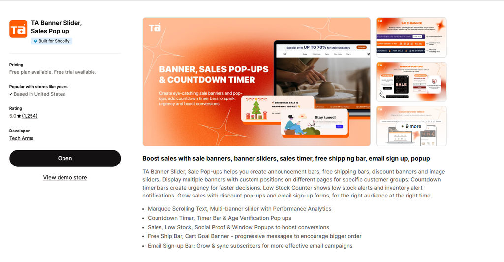 Ta banner slider sales popup